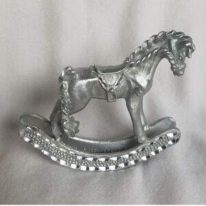Miniature pewter Spontiques, Rocking horse, Ornament, Doll house, horse lover